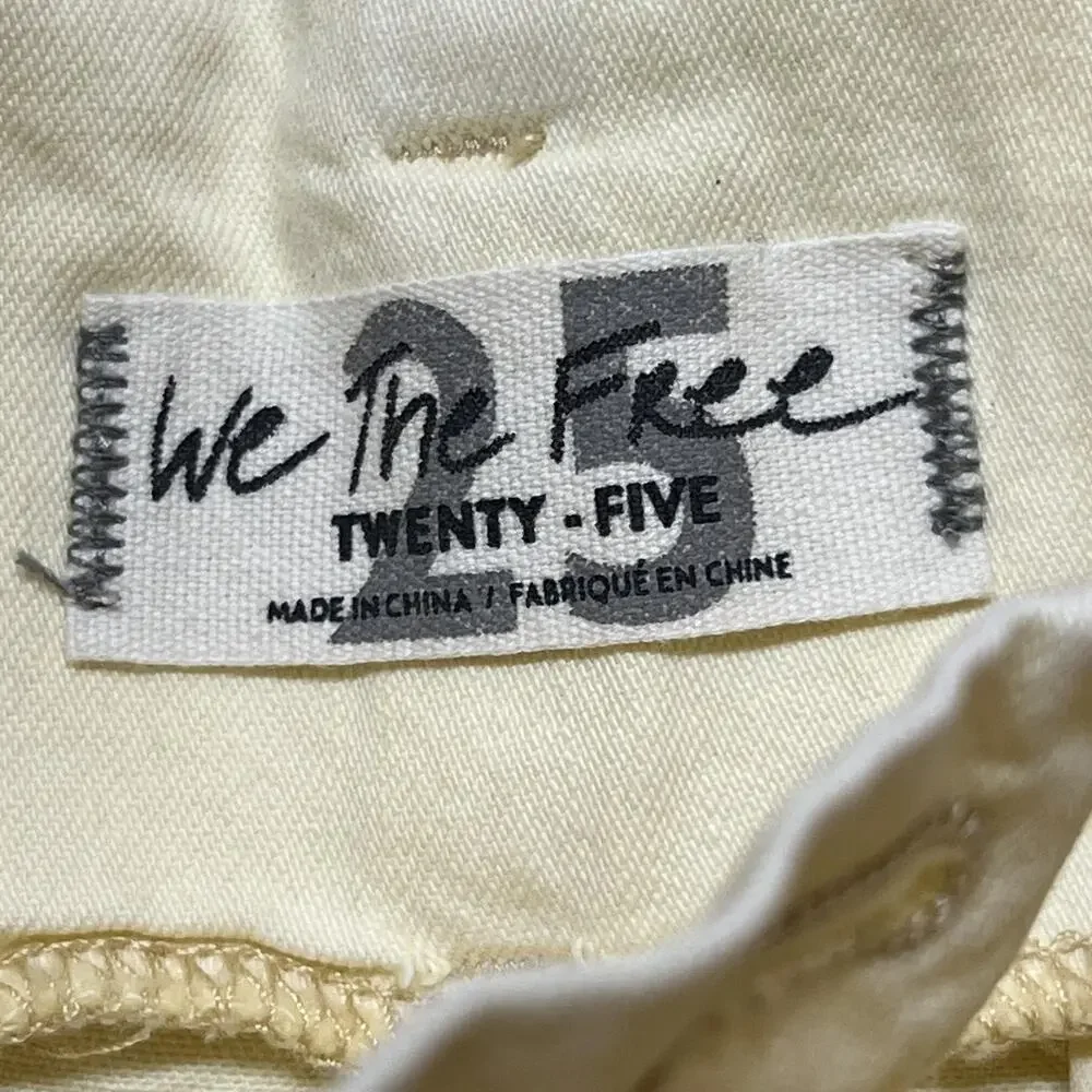 We The Free Shorts Womens 25 Yellow Paperbag Suspenders Belted Twill Cotton